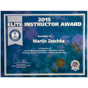 Padi Elite Instructor Award 2015